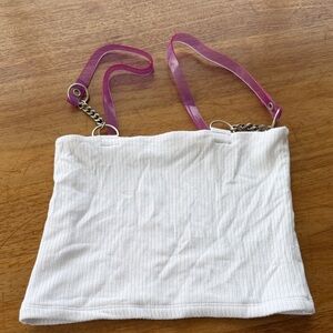 Emma & Sam White Ribbed Tank Top